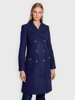 Elisabetta Franchi Γυναίκες Μεταβατικά Παλτά Μάλλινο παλτό CP-002-26E2-V800 Μπλε Regular Fit