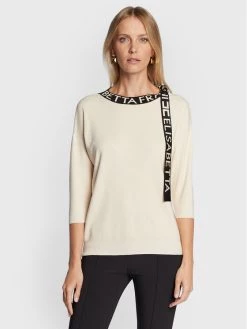 Elisabetta Franchi Γυναίκες Πουλόβερ MK-38S-26E2-V270 Μπεζ Regular Fit