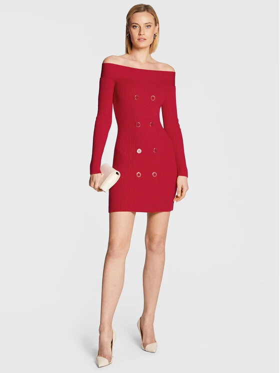Elisabetta Franchi Γυναίκες Πλεκτά Φορέματα Φόρεμα υφασμάτινο AM-70T-26E2-V520 Κόκκινο Slim Fit 2 Elisabetta Franchi Γυναίκες Πλεκτά Φορέματα Φόρεμα υφασμάτινο AM-70T-26E2-V520 Κόκκινο Slim Fit - Image 2