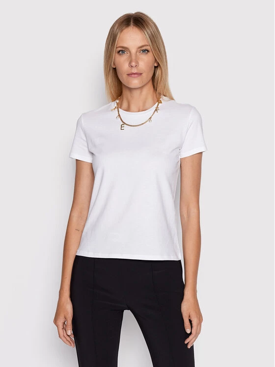 Elisabetta Franchi Γυναίκες T-shirts T-Shirt MA-015-26E2-V200 Λευκό Regular Fit 1 Elisabetta Franchi Γυναίκες T-shirts T-Shirt MA-015-26E2-V200 Λευκό Regular Fit