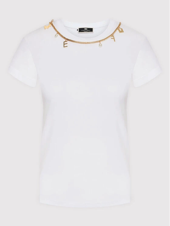 Elisabetta Franchi Γυναίκες T-shirts T-Shirt MA-015-26E2-V200 Λευκό Regular Fit 5 Elisabetta Franchi Γυναίκες T-shirts T-Shirt MA-015-26E2-V200 Λευκό Regular Fit - Image 5