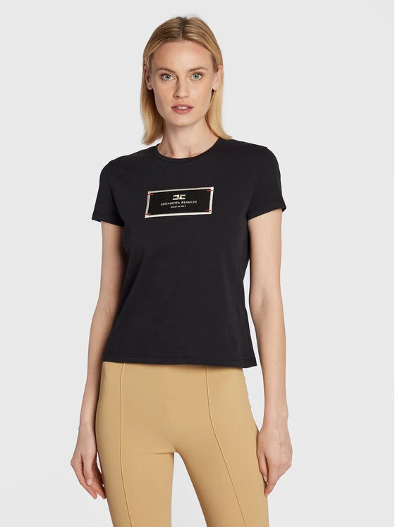 Elisabetta Franchi Γυναίκες T-shirts T-Shirt MA-005-26E2-V130 Μαύρο Regular Fit 1 Elisabetta Franchi Γυναίκες T-shirts T-Shirt MA-005-26E2-V130 Μαύρο Regular Fit