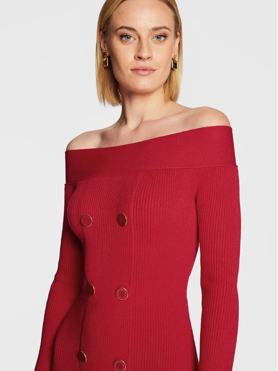 Elisabetta Franchi Γυναίκες Πλεκτά Φορέματα Φόρεμα υφασμάτινο AM-70T-26E2-V520 Κόκκινο Slim Fit 4 Elisabetta Franchi Γυναίκες Πλεκτά Φορέματα Φόρεμα υφασμάτινο AM-70T-26E2-V520 Κόκκινο Slim Fit - Image 4