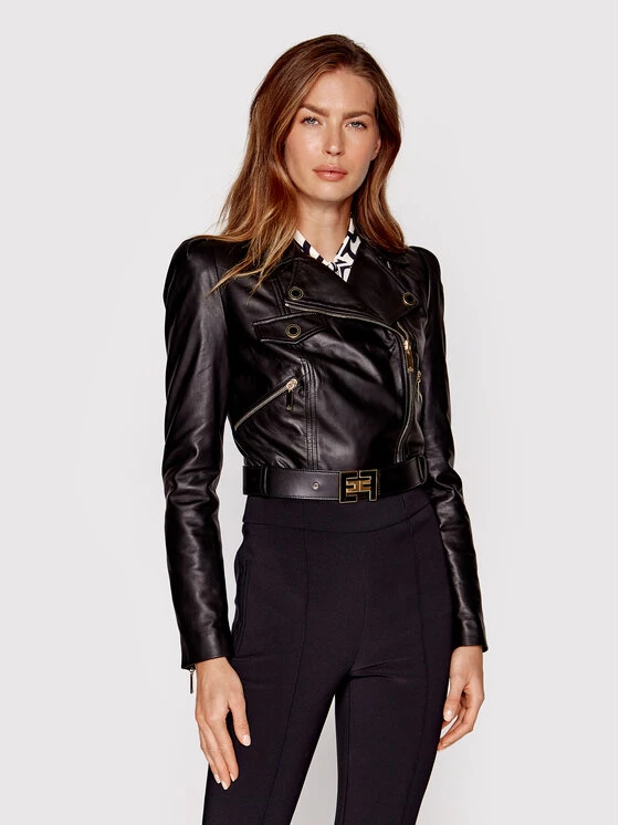 Elisabetta Franchi Γυναίκες Δερμάτινα Μπουφάν Μπουφάν δερμάτινο GD-23Z-26E2-V960 Μαύρο Regular Fit 1 Elisabetta Franchi Γυναίκες Δερμάτινα Μπουφάν Μπουφάν δερμάτινο GD-23Z-26E2-V960 Μαύρο Regular Fit