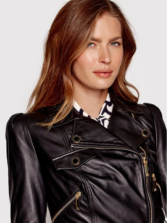 Elisabetta Franchi Γυναίκες Δερμάτινα Μπουφάν Μπουφάν δερμάτινο GD-23Z-26E2-V960 Μαύρο Regular Fit 4 Elisabetta Franchi Γυναίκες Δερμάτινα Μπουφάν Μπουφάν δερμάτινο GD-23Z-26E2-V960 Μαύρο Regular Fit - Image 4