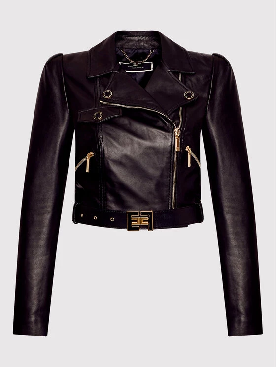 Elisabetta Franchi Γυναίκες Δερμάτινα Μπουφάν Μπουφάν δερμάτινο GD-23Z-26E2-V960 Μαύρο Regular Fit 5 Elisabetta Franchi Γυναίκες Δερμάτινα Μπουφάν Μπουφάν δερμάτινο GD-23Z-26E2-V960 Μαύρο Regular Fit - Image 5