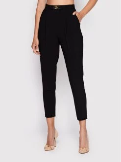 Elisabetta Franchi Γυναίκες Υφασμάτινα Παντελόνια Παντελόνι υφασμάτινο PA-027-26E2-V250 Μαύρο Regular Fit