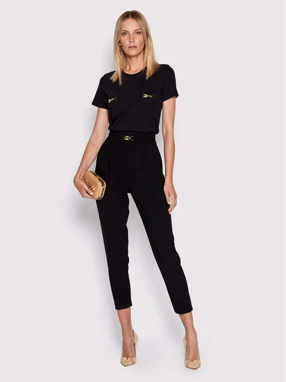 Elisabetta Franchi Γυναίκες Υφασμάτινα Παντελόνια Παντελόνι υφασμάτινο PA-027-26E2-V250 Μαύρο Regular Fit 2 Elisabetta Franchi Γυναίκες Υφασμάτινα Παντελόνια Παντελόνι υφασμάτινο PA-027-26E2-V250 Μαύρο Regular Fit - Image 2