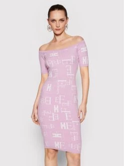 Elisabetta Franchi Γυναίκες Πλεκτά Φορέματα Φόρεμα υφασμάτινο AM-17Q-21E2-V290 Μωβ Slim Fit