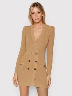 Elisabetta Franchi Γυναίκες Πλεκτά Φορέματα Φόρεμα υφασμάτινο AM-41S-16E2-V450 Καφέ Slim Fit