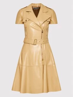 Elisabetta Franchi Γυναίκες Δερμάτινα Φορέματα Φόρεμα από απομίμηση δέρματος AB-077-21E2-V540 Μπεζ Slim Fit -Elisabetta Franchi Εκπτώσεις unnamed file 1178