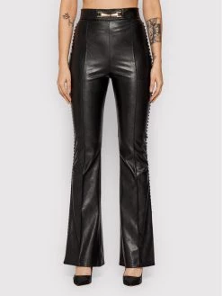 Elisabetta Franchi Γυναίκες Δερμάτινα Παντελόνια Παντελόνι από απομίμηση δέρματος PA-380-16E2 Μαύρο Regular Fit