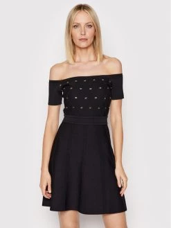 Elisabetta Franchi Γυναίκες Κοκτέιλ Φορέματα Φόρεμα κοκτέιλ AM-19B-21E2-V390 Μαύρο Slim Fit