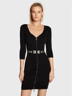 Elisabetta Franchi Γυναίκες Πλεκτά Φορέματα Φόρεμα υφασμάτινο AM-37S-26E2-V370 Μαύρο Slim Fit