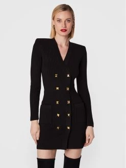 Elisabetta Franchi Γυναίκες Πλεκτά Φορέματα Φόρεμα υφασμάτινο AM-39S-26E2-V500 Μαύρο Slim Fit