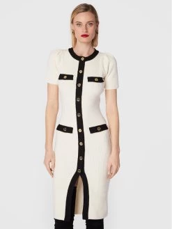 Elisabetta Franchi Γυναίκες Πλεκτά Φορέματα Φόρεμα υφασμάτινο AM-69Q-26E2-V470 Μπεζ Slim Fit