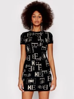 Elisabetta Franchi Γυναίκες Πλεκτά Φορέματα Φόρεμα υφασμάτινο AM-16Q-21E2-V260 Μαύρο Regular Fit