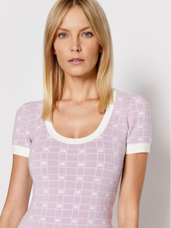 Elisabetta Franchi Γυναίκες Πλεκτά Φορέματα Φόρεμα υφασμάτινο AM-07Q-21E2-V380 Μωβ Slim Fit 4 Elisabetta Franchi Γυναίκες Πλεκτά Φορέματα Φόρεμα υφασμάτινο AM-07Q-21E2-V380 Μωβ Slim Fit - Image 4