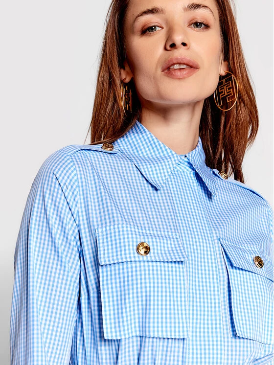 Elisabetta Franchi Γυναίκες Φορέματα σε Στυλ Πουκάμισο & Σεμιζιέ Φόρεμα πουκάμισο AB-105-21E2-V440 Μπλε Regular Fit 4 Elisabetta Franchi Γυναίκες Φορέματα σε Στυλ Πουκάμισο & Σεμιζιέ Φόρεμα πουκάμισο AB-105-21E2-V440 Μπλε Regular Fit - Image 4