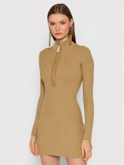 Elisabetta Franchi Γυναίκες Πλεκτά Φορέματα Φόρεμα υφασμάτινο AM-45M-16E2-V380 Καφέ Slim Fit