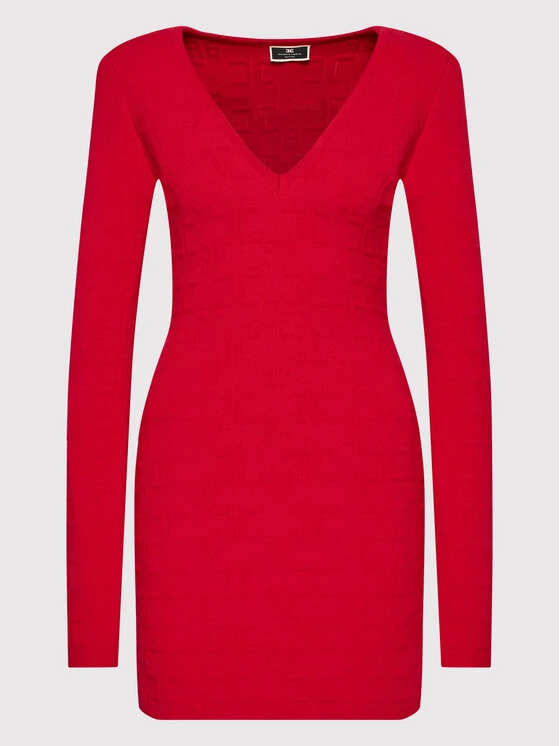 Elisabetta Franchi Γυναίκες Πλεκτά Φορέματα Φόρεμα υφασμάτινο AM-26Q-16E2-V490 Κόκκινο Slim Fit 5 Elisabetta Franchi Γυναίκες Πλεκτά Φορέματα Φόρεμα υφασμάτινο AM-26Q-16E2-V490 Κόκκινο Slim Fit - Image 5
