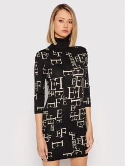 Elisabetta Franchi Γυναίκες Πλεκτά Φορέματα Φόρεμα υφασμάτινο AM-63Q-16E2-V240 Μαύρο Slim Fit