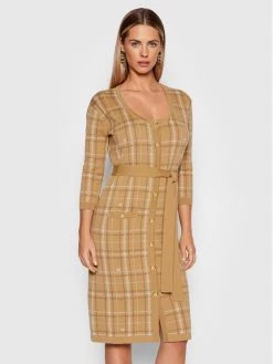 Elisabetta Franchi Γυναίκες Πλεκτά Φορέματα Φόρεμα υφασμάτινο AM-62A-16E2-V550 Καφέ Slim Fit