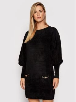 Elisabetta Franchi Γυναίκες Πλεκτά Φορέματα Φόρεμα υφασμάτινο AM-38S-16E2-V460 Μαύρο Relaxed Fit