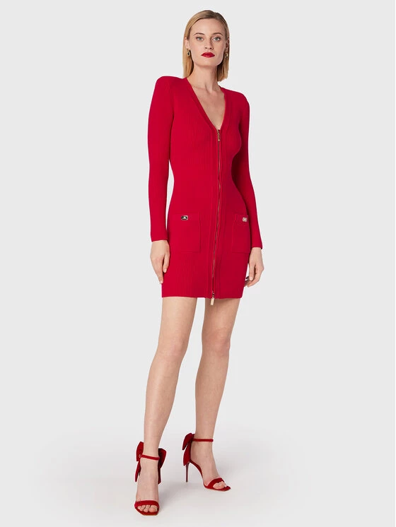 Elisabetta Franchi Γυναίκες Πλεκτά Φορέματα Φόρεμα υφασμάτινο AM-65T-26E2-V550 Κόκκινο Slim Fit 2 Elisabetta Franchi Γυναίκες Πλεκτά Φορέματα Φόρεμα υφασμάτινο AM-65T-26E2-V550 Κόκκινο Slim Fit - Image 2