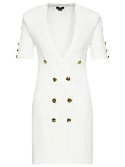 Elisabetta Franchi Γυναίκες Πλεκτά Φορέματα Φόρεμα υφασμάτινο AM-05S-11E2-V440 Λευκό Slim Fit -Elisabetta Franchi Εκπτώσεις unnamed file 1529