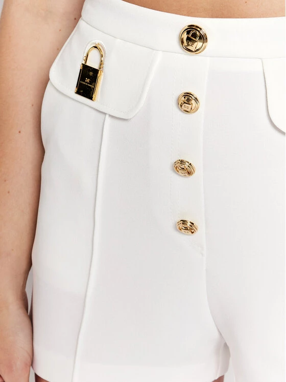 Elisabetta Franchi Γυναίκες Υφασμάτινα Σορτς Σορτς υφασμάτινο SH-012-22E2-V300 Λευκό Regular Fit 4 Elisabetta Franchi Γυναίκες Υφασμάτινα Σορτς Σορτς υφασμάτινο SH-012-22E2-V300 Λευκό Regular Fit - Image 4