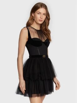 Elisabetta Franchi Γυναίκες Κοκτέιλ Φορέματα Φόρεμα κοκτέιλ AB-229-27E2-V420 Μαύρο Slim Fit