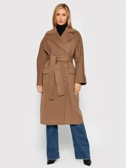 Elisabetta Franchi Γυναίκες Μεταβατικά Παλτά Μάλλινο παλτό CP-33W-16E2-V770 Καφέ Regular Fit