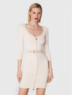 Elisabetta Franchi Γυναίκες Πλεκτά Φορέματα Φόρεμα υφασμάτινο AM-37S-26E2-V370 Μπεζ Slim Fit