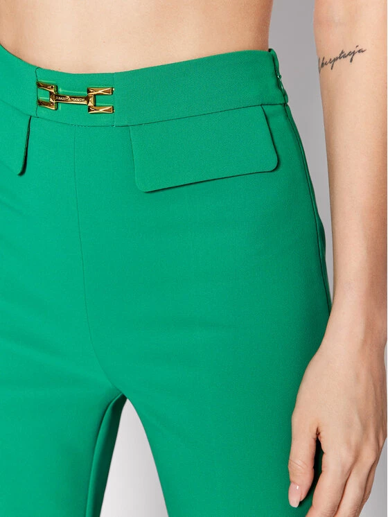Elisabetta Franchi Γυναίκες Υφασμάτινα Παντελόνια Παντελόνι υφασμάτινο PA-023-26E2-V250 Πράσινο Slim Fit 4 Elisabetta Franchi Γυναίκες Υφασμάτινα Παντελόνια Παντελόνι υφασμάτινο PA-023-26E2-V250 Πράσινο Slim Fit - Image 4