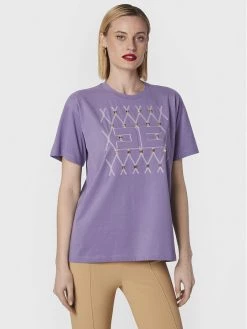 Elisabetta Franchi Γυναίκες T-shirts T-Shirt MA-018-26E2-V190 Μωβ Regular Fit