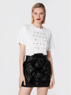 Elisabetta Franchi Γυναίκες T-shirts T-Shirt MA-018-26E2-V190 Λευκό Regular Fit