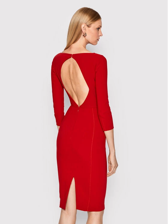 Elisabetta Franchi Γυναίκες Κοκτέιλ Φορέματα Φόρεμα κοκτέιλ AB-163-26E2-V360 Κόκκινο Slim Fit 3 Elisabetta Franchi Γυναίκες Κοκτέιλ Φορέματα Φόρεμα κοκτέιλ AB-163-26E2-V360 Κόκκινο Slim Fit - Image 3