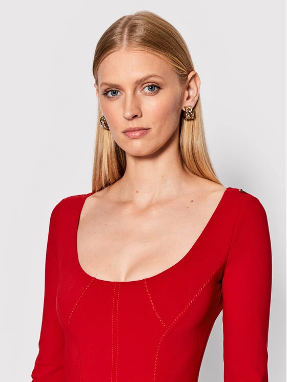 Elisabetta Franchi Γυναίκες Κοκτέιλ Φορέματα Φόρεμα κοκτέιλ AB-163-26E2-V360 Κόκκινο Slim Fit 4 Elisabetta Franchi Γυναίκες Κοκτέιλ Φορέματα Φόρεμα κοκτέιλ AB-163-26E2-V360 Κόκκινο Slim Fit - Image 4