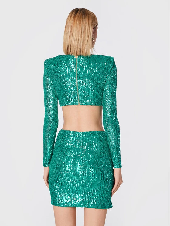 Elisabetta Franchi Γυναίκες Μπλουζάκια Σετ μπλουζάκι και φούστα TG-002-27E2-V500 Πράσινο Slim Fit 3 Elisabetta Franchi Γυναίκες Μπλουζάκια Σετ μπλουζάκι και φούστα TG-002-27E2-V500 Πράσινο Slim Fit - Image 3