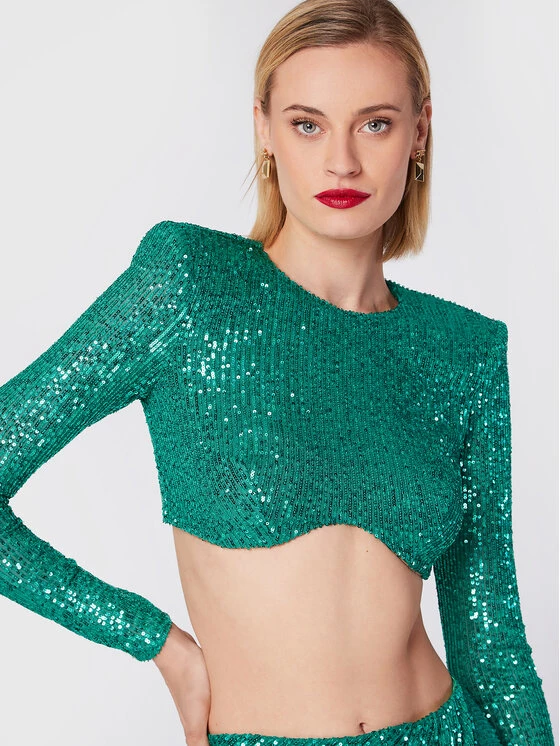 Elisabetta Franchi Γυναίκες Μπλουζάκια Σετ μπλουζάκι και φούστα TG-002-27E2-V500 Πράσινο Slim Fit 4 Elisabetta Franchi Γυναίκες Μπλουζάκια Σετ μπλουζάκι και φούστα TG-002-27E2-V500 Πράσινο Slim Fit - Image 4