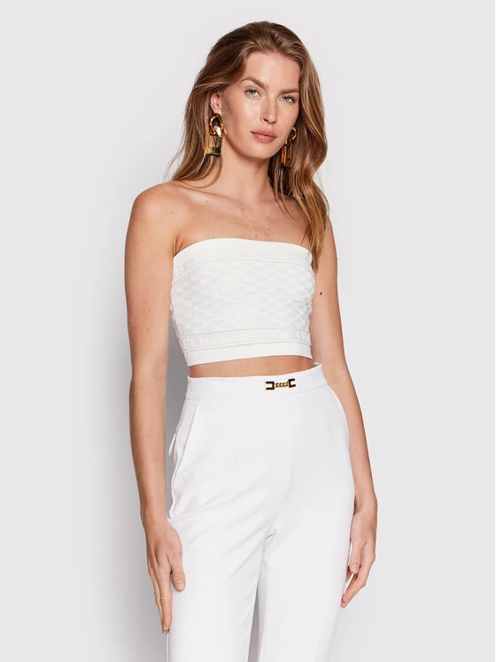 Elisabetta Franchi Γυναίκες Tops Τοπ TK-41B-22E2-V160 Λευκό Slim Fit 1 Elisabetta Franchi Γυναίκες Tops Τοπ TK-41B-22E2-V160 Λευκό Slim Fit