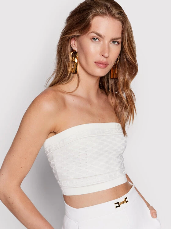 Elisabetta Franchi Γυναίκες Tops Τοπ TK-41B-22E2-V160 Λευκό Slim Fit 4 Elisabetta Franchi Γυναίκες Tops Τοπ TK-41B-22E2-V160 Λευκό Slim Fit - Image 4