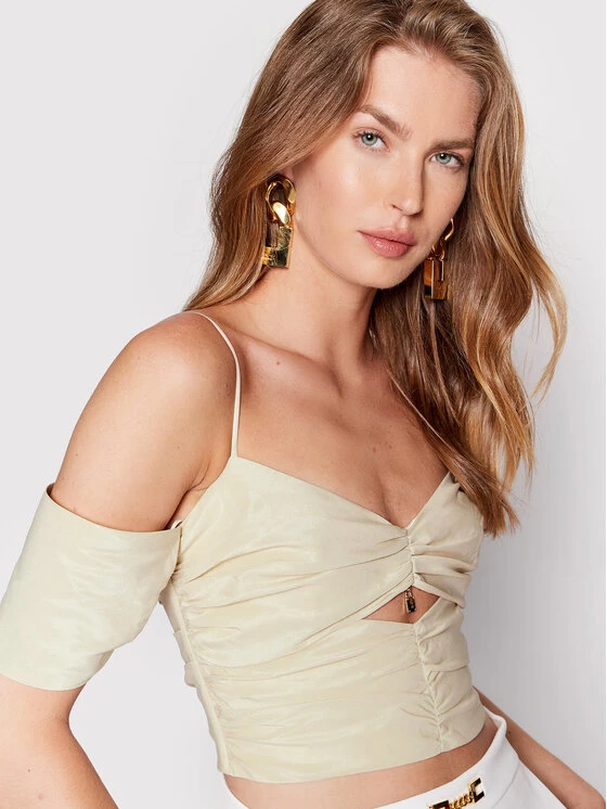 Elisabetta Franchi Γυναίκες Μπλουζάκια Μπλουζάκι TO-015-22E2-V210 Μπεζ Regular Fit 4 Elisabetta Franchi Γυναίκες Μπλουζάκια Μπλουζάκι TO-015-22E2-V210 Μπεζ Regular Fit - Image 4