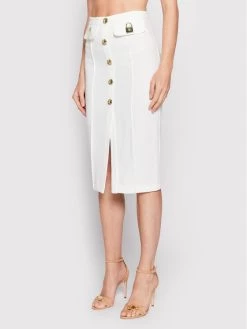 Elisabetta Franchi Γυναίκες Φούστες Pencil Φούστα Pencil GO-030-22E2-V380 Λευκό Slim Fit