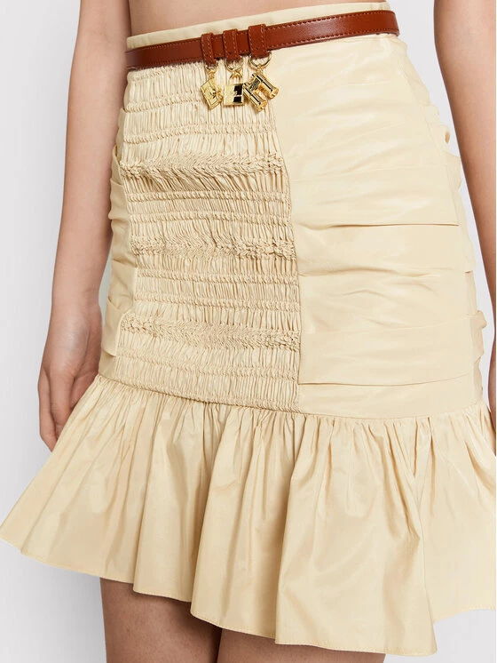 Elisabetta Franchi Γυναίκες Φούστα Mini GO-026-22E2-V300 Μπεζ Slim Fit 4 Elisabetta Franchi Γυναίκες Φούστα Mini GO-026-22E2-V300 Μπεζ Slim Fit - Image 4