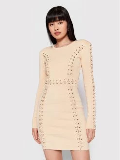 Elisabetta Franchi Γυναίκες Κοκτέιλ Φορέματα Φόρεμα κοκτέιλ AM-84B-22E2-V650 Μπεζ Slim Fit