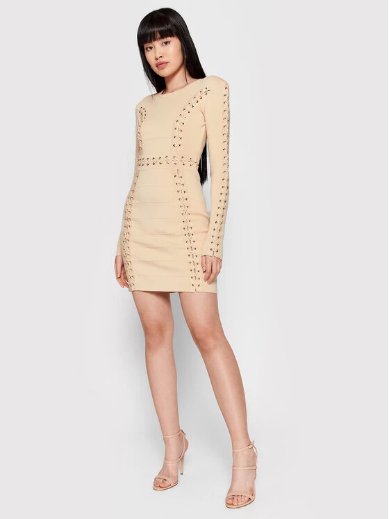 Elisabetta Franchi Γυναίκες Κοκτέιλ Φορέματα Φόρεμα κοκτέιλ AM-84B-22E2-V650 Μπεζ Slim Fit 2 Elisabetta Franchi Γυναίκες Κοκτέιλ Φορέματα Φόρεμα κοκτέιλ AM-84B-22E2-V650 Μπεζ Slim Fit - Image 2