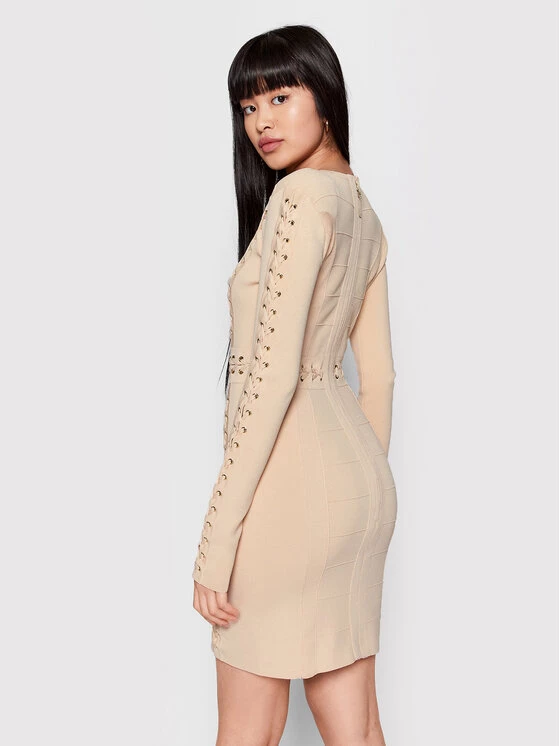 Elisabetta Franchi Γυναίκες Κοκτέιλ Φορέματα Φόρεμα κοκτέιλ AM-84B-22E2-V650 Μπεζ Slim Fit 3 Elisabetta Franchi Γυναίκες Κοκτέιλ Φορέματα Φόρεμα κοκτέιλ AM-84B-22E2-V650 Μπεζ Slim Fit - Image 3