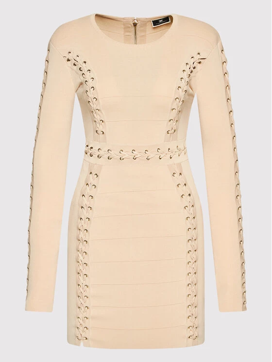 Elisabetta Franchi Γυναίκες Κοκτέιλ Φορέματα Φόρεμα κοκτέιλ AM-84B-22E2-V650 Μπεζ Slim Fit 5 Elisabetta Franchi Γυναίκες Κοκτέιλ Φορέματα Φόρεμα κοκτέιλ AM-84B-22E2-V650 Μπεζ Slim Fit - Image 5